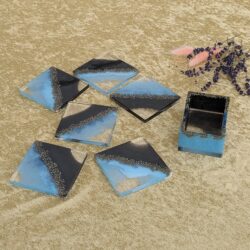 Resin Untersetzer Quadratisch Blau-Schwarz